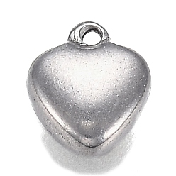 Stainless Steel Color Tarnish Resistant 304 Stainless Steel Charms, Heart, Stainless Steel Color, 7.5x6x2.5mm, Hole: 0.9mm