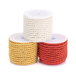 Couleur Mélangete 3 rouleaux 3 couleurs cordon rond en polyester, cordon torsadé, couleur mixte, 3mm, environ 5.46 yards (5m)/rouleau, 1 rouleau / couleur