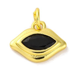 Черный Латунь с микропокрытием, долговечный, без кадмия и без свинца, реальный 18 k позолоченный, Очарование лошадиных глаз, чёрные, 10x13x2.5 мм, отверстие : 3.5 мм