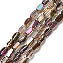 Сиена Стеклянные бусины с гальваническим покрытием , овальные, граненые, цвет охры, 6x3.5x2.5 мм, отверстие : 1 мм, около 53~54 шт / нитка, 11.73''~12.01'' (29.8~30.5 см)