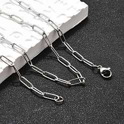 Нержавеющая Сталь Цвет Не тускнеют 304 цепочки из нержавеющей стали, ожерелья из вытянутых удлиненных цепочек, с карабин-лобстерами , цвет нержавеющей стали, 19.6 дюйм (50 см)
