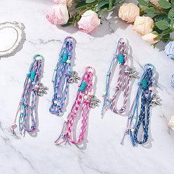 (52) Непрозрачная лаванда 5 шт. 5 цвета полиэстер и спандекс шнуры веревки подвесные украшения, с пластиковыми подвесками CCB и окрашенными распылением кольцами пружинного затвора из сплава, разноцветные, 210 мм, 1 шт / цвет