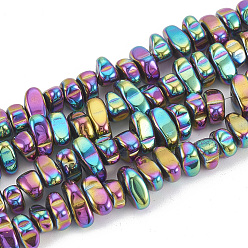 (966) Внутренний цвет Кристалл / Лиловато-лиловый на подкладке Гальванизировать немагнитных синтетический гематит бисер пряди, самородки, с покрытием разноцветным, 5~10x4.5~5.5x4 мм, отверстие : 1 мм, около 105 шт / нитка, 14.9 дюйм