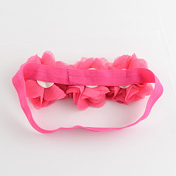 Cerise Elastic Baby Headbands, with Random Color Elastic Cord, Cloth Flower Baby Girl Headband, Cerise, 112mm