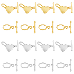 (52) Непрозрачная лаванда 24 наборы 4 стили сплава застежки-тумблеры, овальные и сердце, разноцветные, 20x10.4~11.3x3 мм, отверстие : 5.5~11x2~7 мм, 6 наборы / стиль