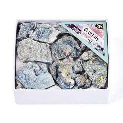 Натуральный Агат 8~12шт. образцов минерала «рог изобилия» из натурального агата с гальваническим покрытием, кластер необработанных кристаллов, Целебный кристалл в подарок для домашнего декора, с бумажной коробкой, 27~49x16~43x7~32 мм