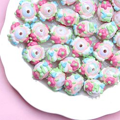 Нектар Непрозрачные акриловые бусины, бусины ручной работы, Эмаль стиле, рондель, нектар, 18~23 мм