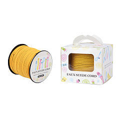 Золотистый Шнуры из искусственной замши, искусственная замшевая кружева, бумажная коробка упаковка, золотые, 3.0x1.4 мм, о 98.43yards / рулон (90 м / рулон)