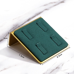 Темно-Зеленый Бархатные кольца отображения, прямоугольные, темно-зеленый, 7.5x6.5x3 см