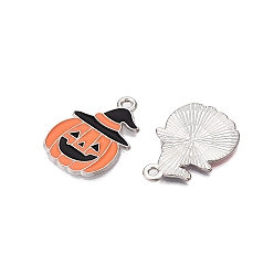 Тыква Подвески из сплава с эмалью на тему Хэллоуина, без кадмия, без никеля и без свинца, платина, тыква, 27x19x1.5 мм, отверстие : 2 мм
