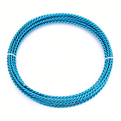 Темно-Голубой 5м 2-слойная анодированная алюминиевая проволока, витых круглых, гибкая металлическая проволока, гибкий провод ремесла, для бисероплетения, глубокое синее небо, 3~4 мм, около 16.40 футов (5 м) / рулон