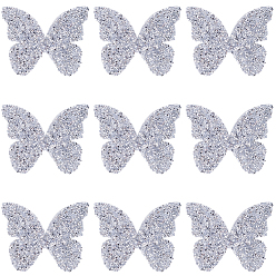 Бабочка Стразы из смолы, термоклеящиеся стразы, пришивные/приклеиваемые утюгом нашивки на ткань, прозрачные, бабочка, 40x51x1.5 мм