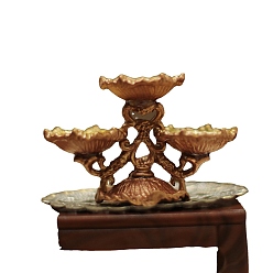 Золотой Сплав мини имитация фруктов тарелка украшение, для аксессуаров для кукольного домика, притворяясь опорными украшениями, золотые, 40x36x18 мм