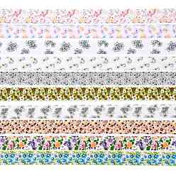 Цветок Переводные фольгированные наклейки для ногтей, наклейки для ногтей, украшения для ногтей, цветочным узором, 2.5 см, 1 м / рулон, 10 рулонов / коробке