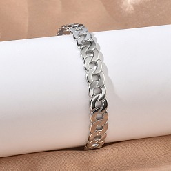 Нержавеющая Сталь Цвет 304 из нержавеющей стали манжеты браслеты, браслеты-цепочки для женщин, цвет нержавеющей стали, внутренний диаметр: 2.38x2.09 дюйм (6.05x5.3 см)