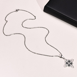 Нержавеющая Сталь Цвет Ожерелье с подвеской в виде ведьминого узла из не тускнеющей нержавеющей стали, Ожерелье-цепочка с застежкой-карабином, украшения в готическом стиле для мужчин и женщин, цвет нержавеющей стали, 23-5/8 дюйм (60 см)