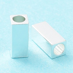 Серебро 304 из нержавеющей стали бусы, кубоид, серебряные, 7x3x3 мм, отверстие : 2 мм