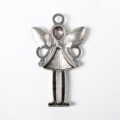 Antique Silver Tibetan Style Alloy Pendants, Fairy, Cadmium Free & Lead Free, Antique Silver, 58x34x5mm, Hole: 4mm