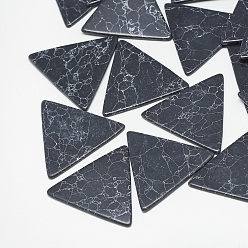 Black Synthetic Turquoise Cabochons, Dyed, Triangle, Black, 10x11x2mm