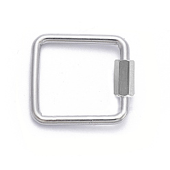 Нержавеющая Сталь Цвет Не тускнеет 304 подвески с винтовым карабином из нержавеющей стали, для изготовления ожерелий, квадратный, цвет нержавеющей стали, 21x20x4 мм, Винт: 4x7 мм