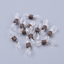 Красная Медь Держатели силиконовой очковые, с железной фурнитурой, прозрачные, Красная медь, 24x7 мм