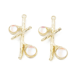 Clear Resin Pendants, Tree Charms with Rack Plating Light Gold Plated Alloy Findings, Long-Lasting Plated, Lead Free & Cadmium Free, Clear, 37x23x6.5mm, Hole: 2mm