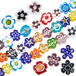 (52) Непрозрачная лаванда Ручной работы стеклянная бусина тысячецветник нитей, цветок, разноцветные, 4~7.2x2.6 мм, отверстие : 1 мм, около 60~69 шт / нитка, 16 дюйм (40 см), 3 нитей / SET