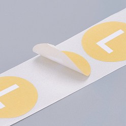 Yellow Paper Self-Adhesive Clothing Size Labels, for Clothes, Size Tags, Round with Size L, Yellow, 25mm, 500pcs/roll
