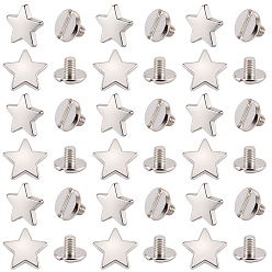 Серебро 50комплект заклепок из сплава, звезда, для кошелька сумка обувь панк-рок кожаный ремесленный ремень для одежды, серебряные, 12x12 мм