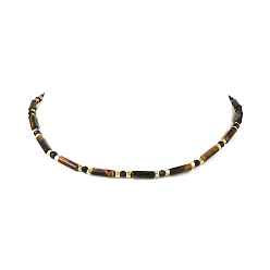 Золотой Ожерелья из бусин натурального тигрового глаза и граненого круглого синтетического синего авантюрина, с 304 концевыми цепями из нержавеющей стали, золотые, 15.87 дюйм (40.3 см)