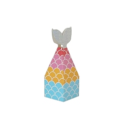 Colorful Folding Cardboard Candy Boxes, Wedding Gift Wrapping Box, Mermaid, Colorful, 5x5x14.5cm
