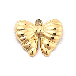 Настоящее золото 14K Ионное покрытие (ip) 304 брелоки из нержавеющей стали, бантом, реальный 14 k позолоченный, 9.5x11.5x2.5 мм, отверстие : 1 мм