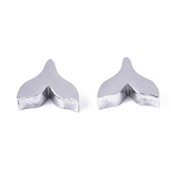 Stainless Steel Color Non-Tarnish 304 Stainless Steel Charms, Fishtail Shape, Stainless Steel Color, 6x8x3mm, Hole: 1.8mm
