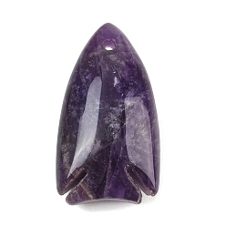 Amethyst Natural Amethyst Pendants, Fish Charms, 39.5x22~23x12~12.5mm, Hole: 2mm