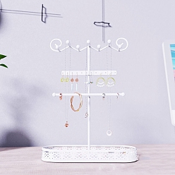 Белый Железная стойка для хранения сережек, держатель для ожерелий, подставки для хранения ювелирных изделий, белые, 24.6x9.3x32.1 см