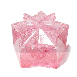 Розовый Кварц Подарочные коробки из смолы, с натуральным розовым кварцем внутри шкатулок для ювелирных изделий, звезда, 95x95x80 мм
