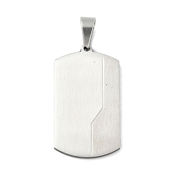 Нержавеющая Сталь Цвет 304 подвески из нержавеющей стали, прямоугольный шарм, цвет нержавеющей стали, 36x20x2.5 мм, отверстие : 8.5x5 мм