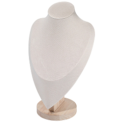 Снежный Подставки для ожерелий в форме бюста из бука, покрытые бархатом, основание из сосны, снег, 18.8x11x30.5 см