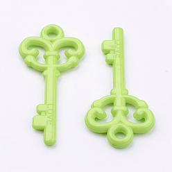 Зелено-Желтый Красочные акриловые большие кулоны, люблю ключ, зеленый желтый, 62x29x4.5 мм, Отверстие : 4 мм , около 205 шт / 500 г