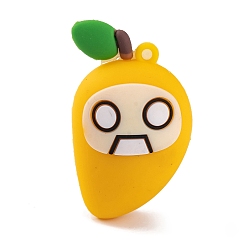 Mango Пластиковые подвески из ПВХ с фруктами, манго, 52x30x21 мм, отверстие : 3 мм