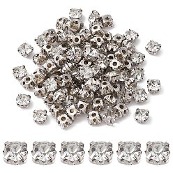 Кристалл Квадратная вышивка стразами, многожильных ссылки, акриловые горный хрусталь, с настройками латуни, аксессуары для одежды, кристалл, 5x5x4 мм, отверстие : 1~1.5 мм