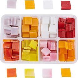Mixed Color Opaque Glass Cabochons, Mosaic Tiles, for Home Decoration or DIY Crafts, Square, Mixed Color, 10x10x3~4mm, about 184g/box