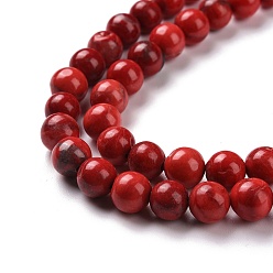 Red Natural Howlite Beads, Dyed, Round, Red, 8mm, Hole: 1mm, about 47pcs/strand, 15.5 inch