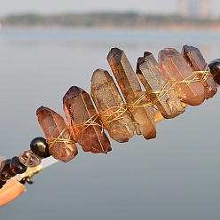 Дымчатый Кварц Натуральные гальванизированные хрустальные ободки для волос, с дымчатой кварцевой крошкой, корона для волос, для женщин девушек, 270x180x30 мм