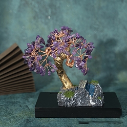 Аметист Украшения из натуральной аметистовой крошки, с латунной проволокой, обернутой украшением фэн-шуй на удачу, 145x80 мм