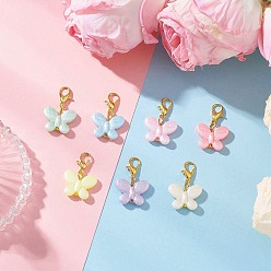 Золотой Бабочка акриловые подвесные украшения, Сплав с застежками когтя омара, золотые, 27 мм