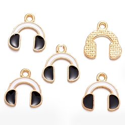 Musical Instruments Подвески из эмали и сплава, золотые, наушники, 15x14 мм, отверстие : 2 мм