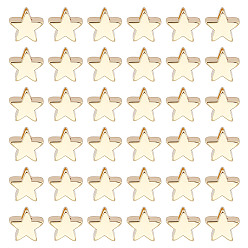 Настоящее золото 14K 60 латунные бусины шт., звезда, реальный 14 k позолоченный, 4.5x5x2.5 мм, отверстие : 1.4 мм