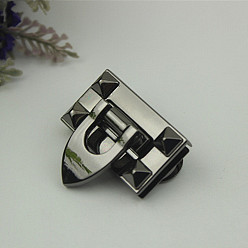 Черный Цвет Металла Застежки для кошелька с поворотным замком из цинкового сплава, прямоугольные, аксессуары для кошелька diy bag, металлический черный , 2.2x3.9 см