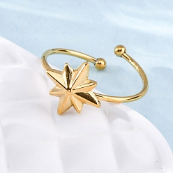 Звезда 304 из нержавеющей стали Манжета кольца для женщин, реальный 18 k позолоченный, звезда, внутренний диаметр: 19 мм